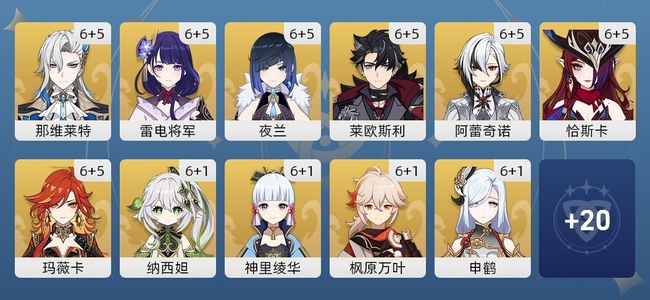 原神232黄 156角色黄 76武器黄 31五星角色 40五星武器 女主 60级