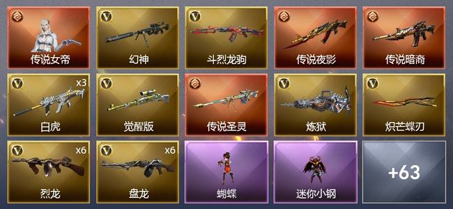 穿越火线（CF）1传说角色 3传说武器 4炫金武器 50V武器 3V角色 20皮肤 可排位 大师