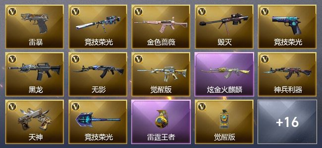 穿越火线（CF）2王者武器 1炫金武器 23V武器 1V角色 4皮肤 可排位 枪王