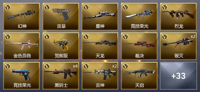 穿越火线（CF）4王者武器 1炫金武器 46V武器 2V角色 19皮肤 可排位 枪王