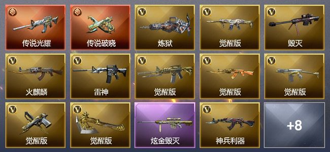 穿越火线（CF）2传说武器 8王者武器 1炫金武器 12V武器 19V角色 6皮肤 可排位