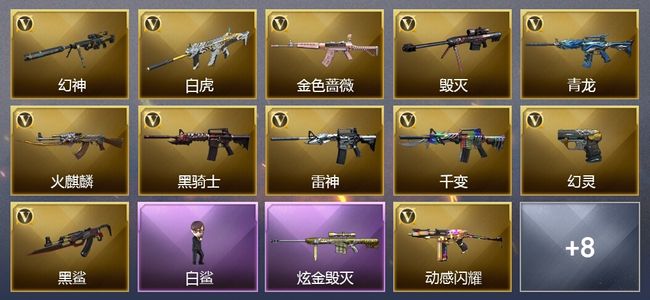 穿越火线（CF）1炫金武器 21V武器 9V角色 8皮肤 可排位