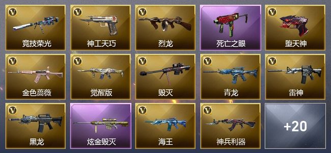 穿越火线（CF）1王者武器 2炫金武器 37V武器 14V角色 4皮肤 可排位