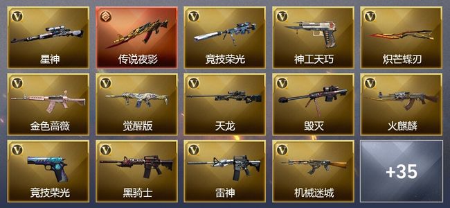穿越火线（CF）1传说武器 5王者武器 49V武器 22V角色 11皮肤 可排位