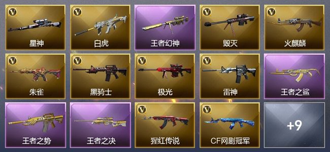 穿越火线（CF）4王者武器 24V武器 9V角色 4皮肤 可排位
