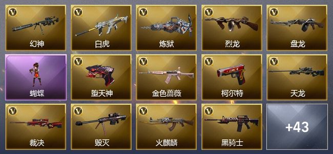 穿越火线（CF）17王者武器 1炫金武器 62V武器 26V角色 31皮肤 可排位