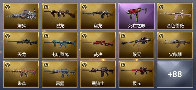 穿越火线（CF）17王者武器 7炫金武器 153V武器 44V角色 22皮肤 可排位