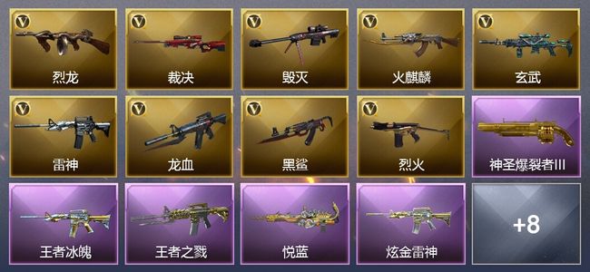 穿越火线（CF）3王者武器 2炫金武器 21V武器 10V角色 5皮肤 可排位
