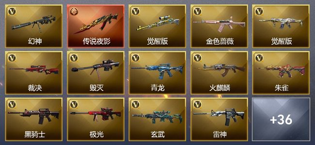 穿越火线（CF）1传说武器 9王者武器 10炫金武器 61V武器 27V角色 11皮肤 可排位