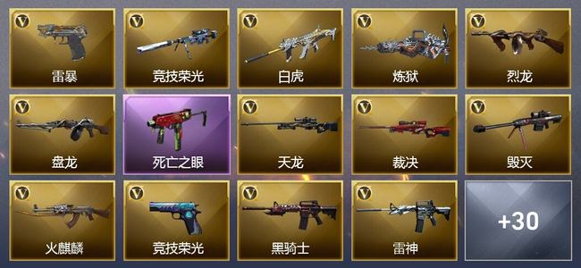 穿越火线（CF）2王者武器 4炫金武器 67V武器 12V角色 5皮肤 可排位