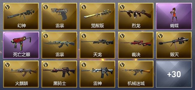 穿越火线（CF）8王者武器 3炫金武器 66V武器 12V角色 16皮肤 可排位