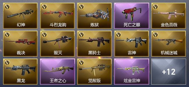 穿越火线（CF）2王者武器 1炫金武器 25V武器 16V角色 10皮肤 可排位