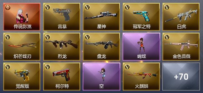 穿越火线（CF）1传说角色 26王者武器 170V武器 22V角色 27皮肤 可排位