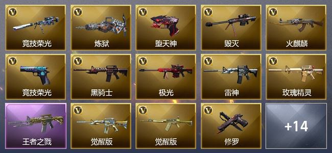 穿越火线（CF）3王者武器 38V武器 14V角色 11皮肤 可排位