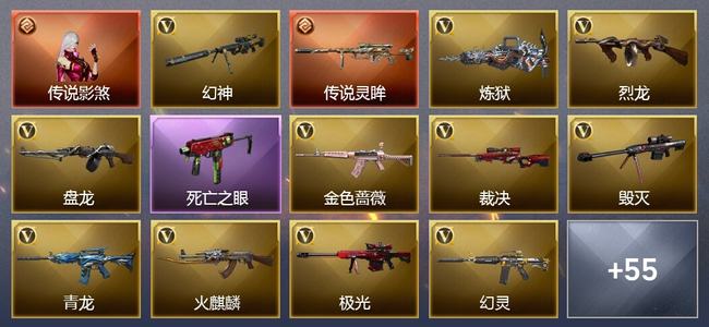 穿越火线（CF）1传说角色 1传说武器 7王者武器 1炫金武器 74V武器 34V角色 18皮肤 可排位 无