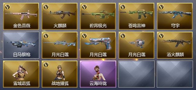 穿越火线（CF）0传说角色 0传说武器 0王者武器 0炫金武器 12V武器 12V角色 3皮肤 可排位 无