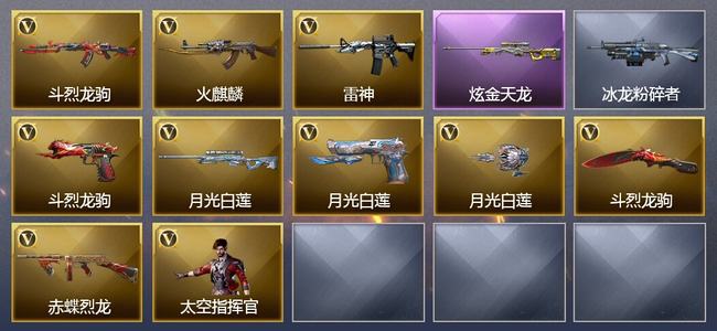 穿越火线（CF）0传说角色 0传说武器 0王者武器 1炫金武器 11V武器 12V角色 3皮肤 可排位 无