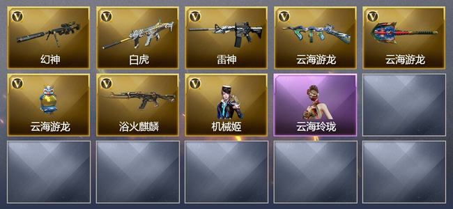 穿越火线（CF）0传说角色 0传说武器 0王者武器 0炫金武器 7V武器 8V角色 2皮肤 可排位 无