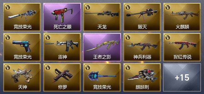 穿越火线（CF）0传说角色 0传说武器 1王者武器 0炫金武器 33V武器 20V角色 13皮肤 可排位 无
