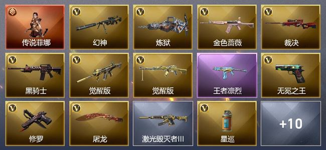 穿越火线（CF）1传说角色 0传说武器 1王者武器 0炫金武器 31V武器 17V角色 14皮肤 可排位 无