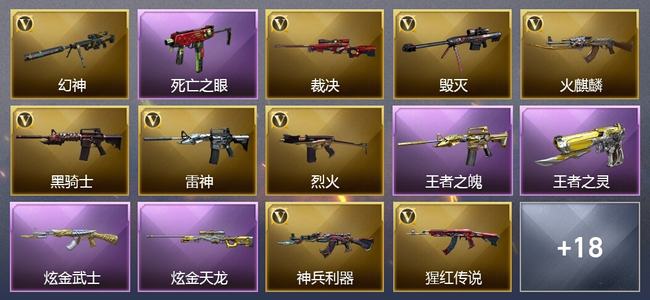 穿越火线（CF）0传说角色 0传说武器 2王者武器 2炫金武器 29V武器 28V角色 11皮肤 可排位 荣耀之巅