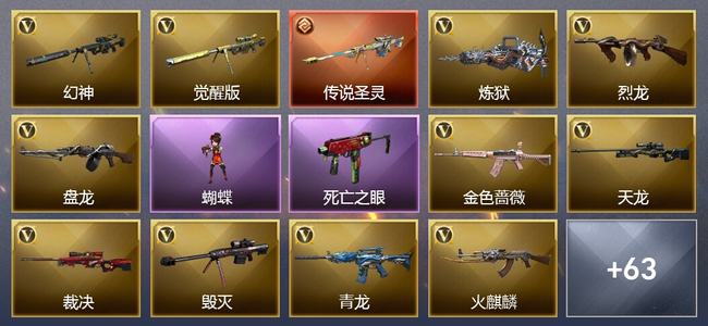 穿越火线（CF）0传说角色 1传说武器 1王者武器 4炫金武器 76V武器 28V角色 15皮肤 可排位 荣耀之巅