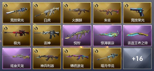 穿越火线（CF）0传说角色 0传说武器 3王者武器 1炫金武器 34V武器 9V角色 3皮肤 可排位 新锐