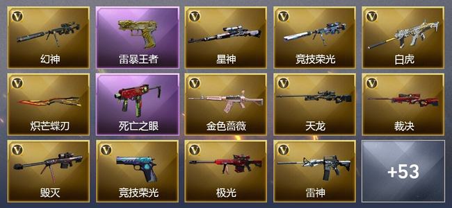 穿越火线（CF）0传说角色 2传说武器 18王者武器 6炫金武器 67V武器 25V角色 36皮肤 可排位 传奇