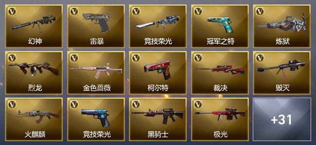 穿越火线（CF）0传说角色 0传说武器 1王者武器 1炫金武器 55V武器 22V角色 12皮肤 可排位 枪王