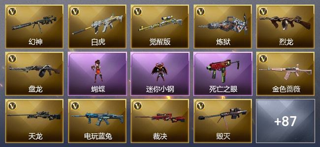 穿越火线（CF）0传说角色 0传说武器 5王者武器 3炫金武器 117V武器 72V角色 43皮肤 可排位 新锐
