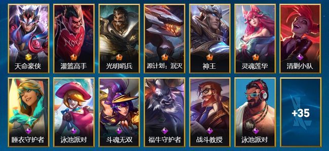 英雄联盟手游（lol手游）1神话 5传说 19史诗 48皮肤 55英雄 大师