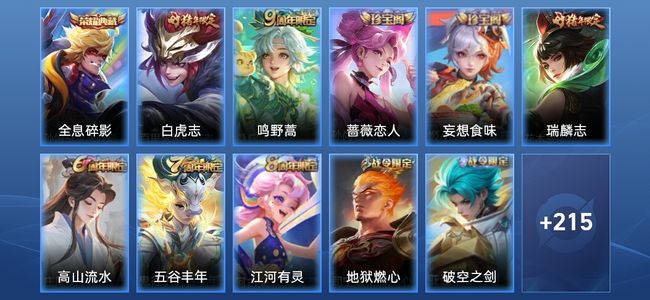 王者荣耀1典藏 2传说 51史诗 227皮肤 最强王者