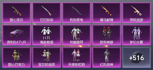 和平精英1载具 5升级枪 11粉装 303枪皮 250套装 9,2951热力 王牌