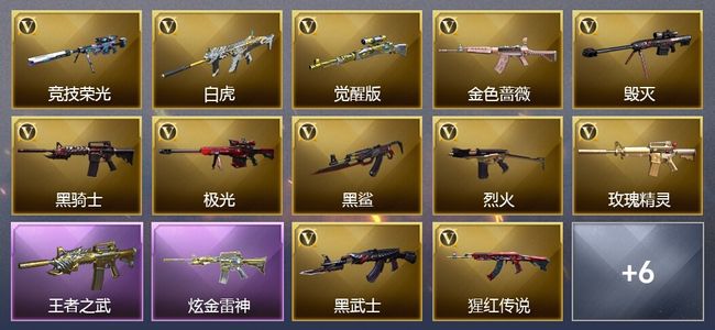 穿越火线（CF）1传说武器 2王者武器 1炫金武器 27V武器 6V角色 可排位
