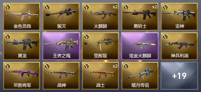 穿越火线（CF）1王者武器 1炫金武器 39V武器 2V角色 12皮肤 可排位 传奇
