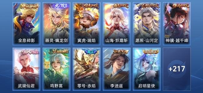 王者荣耀V8 1典藏 1无双 19传说 80史诗 230皮肤 永恒钻石V