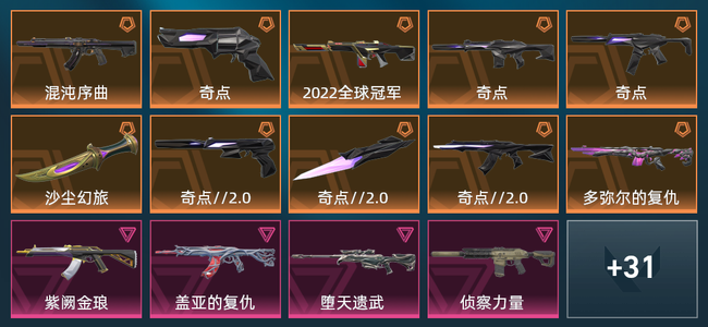 无畏契约10橙皮 8紫皮 45皮肤 26520皮肤总价值 945已用源晶 钻石
