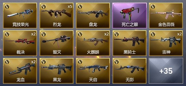 穿越火线（CF）1炫金武器 50V武器 1V角色 16皮肤 可排位 传奇