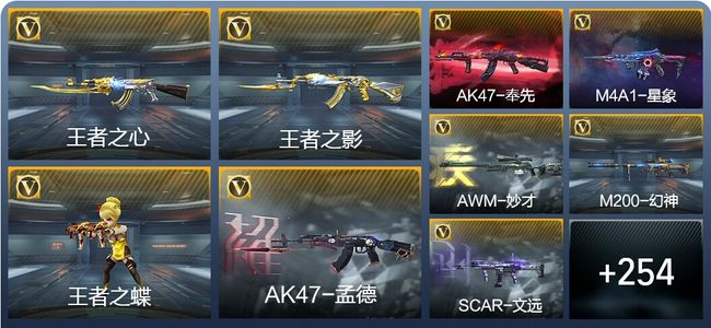 穿越火线：枪战王者V7 18王者武器 263英雄武器 6英雄角色 197万化 枪圣