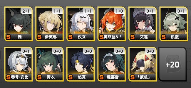 绝区零45黄 35角色黄 19S角色 9S音擎 13S邦布 女主 60