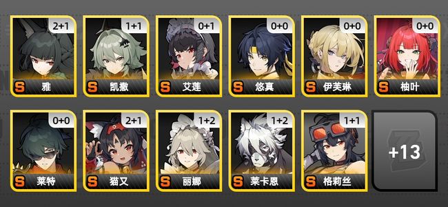 绝区零30黄 20角色黄 12S角色 8S音擎 8S邦布 男主 59