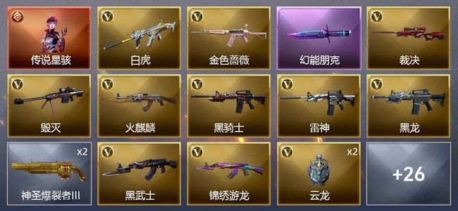 穿越火线（CF）1传说角色 1王者武器 32V武器 1V角色 21皮肤 可排位 传奇