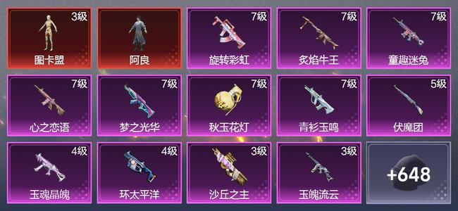 和平精英【苹果版】7载具 20升级枪 33粉装 10尾迹 278套装 14,2782热力 22印记 星钻