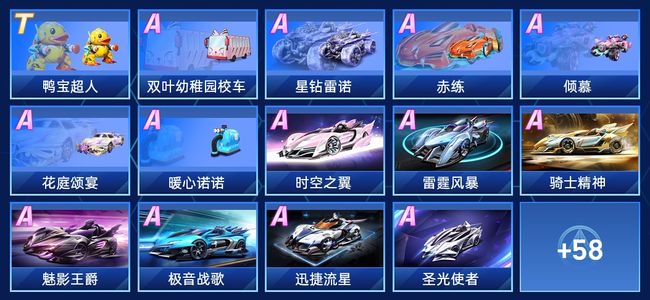 QQ飞车手游V5 1永久T车 41永久A车 72永久赛车 34宠物 女号 星耀