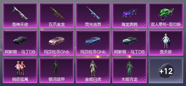 和平精英6载具 6升级枪 9粉装 3尾迹 114枪皮 134套装 5,5706热力 3印记 白银