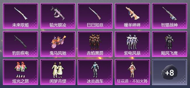 和平精英1载具 10升级枪 9粉装 2尾迹 271枪皮 186套装 7,8902热力 15印记 白银