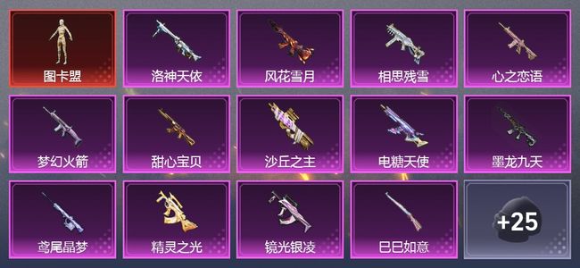 和平精英5载具 21升级枪 9粉装 15尾迹 261枪皮 144套装 85514热力 8印记