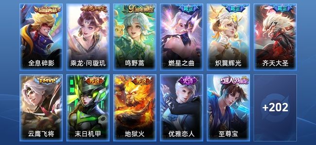 王者荣耀V5 1典藏 8传说 55史诗 214皮肤 121英雄 尊贵铂金IV