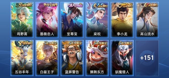 王者荣耀1传说 32史诗 162皮肤 119英雄 尊贵铂金II
