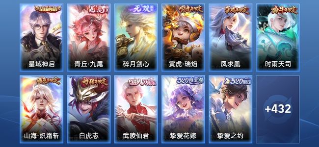 王者荣耀V5 1典藏 2无双 38传说 140史诗 444皮肤 至尊星耀V